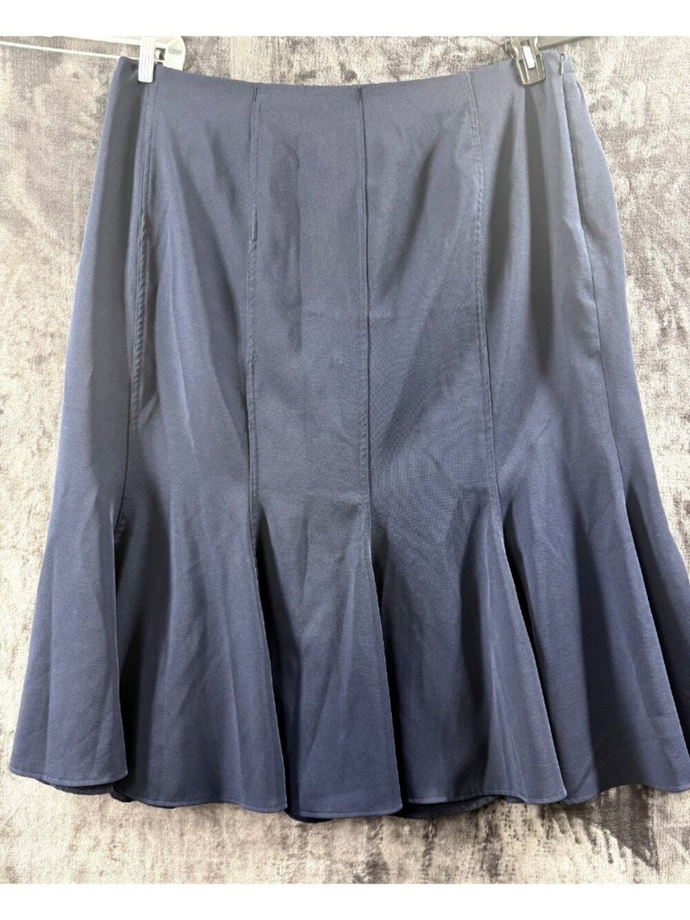 Russell Kemp New York Navy Blue Flared Midi Skirt Women's 3X Elastic Back Waist